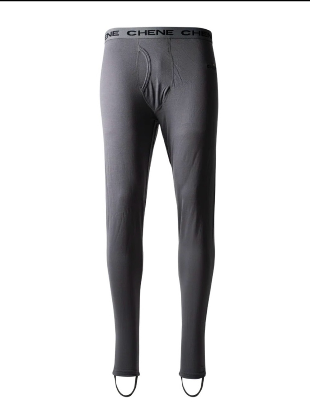 CHENE Men's Gray Thermal Long Johns with Stirrup Cuffs